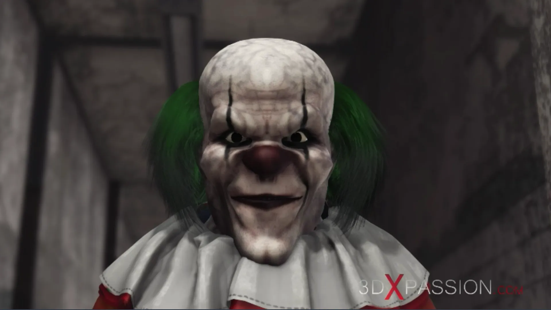 Evil clown fucks a sweet schoolgirl abandoned hospital