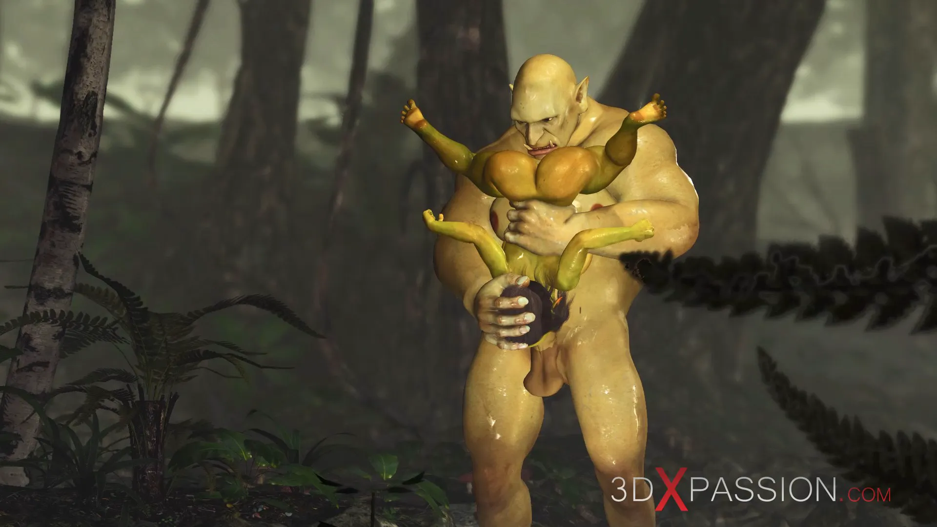 Ogre gagging 69 pose horny female goblin enchanted forest